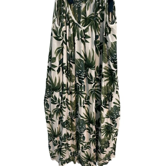 Beaches & Boho Midi Leaf Print Cover Up Dress Lightweight Size Medium Beach Chic - Picture 3 of 8